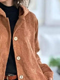 Full Size Corduroy Hooded Button-Up Jacket Plus Size - Trendsi - Flyclothing LLC