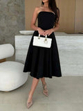 Solid Color Tube Midi Dress - Trendsi - Flyclothing LLC