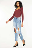 Kancan High Rise Distressed Boyfriend Jeans - Trendsi - Flyclothing LLC