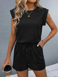 Round Neck Cap Sleeve Romper - Trendsi - Flyclothing LLC