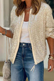 Sequin Zip Up Long Sleeve Jacket - Trendsi - Flyclothing LLC