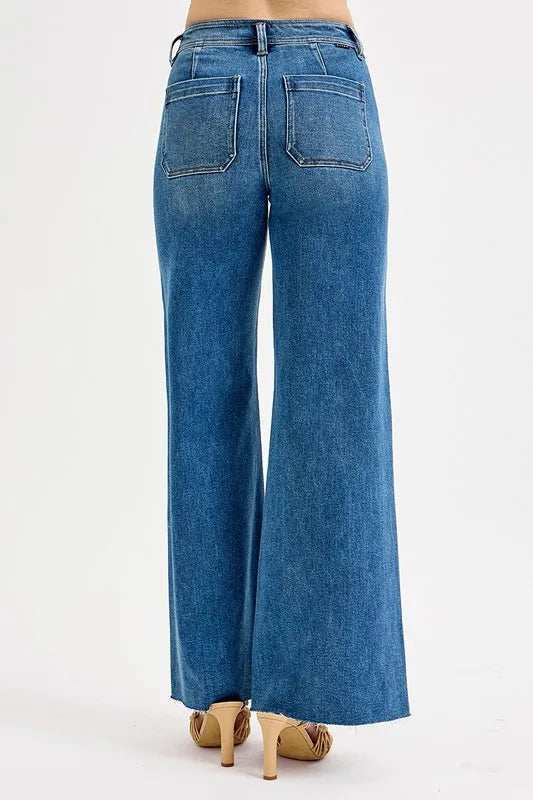 RISEN High-Waisted Wide Leg Jeans - Trendsi - Flyclothing LLC