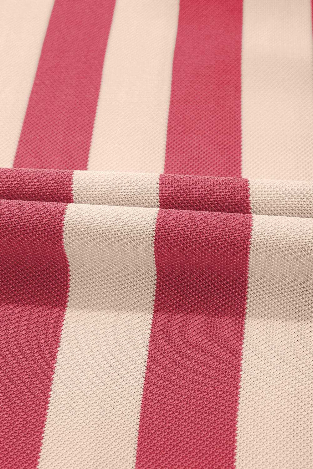 Contrast Striped Johnny Collar Long Sleeve Mini Dress - Trendsi - Flyclothing LLC