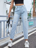 Distressed Straight Jeans with Pockets - Trendsi - Flyclothing LLC