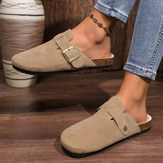 Buckle Round Toe Flats Slip-Ons - Trendsi - Flyclothing LLC