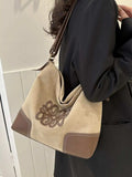 Suede Patch Adjustable Strap Tote Bag - Trendsi - Flyclothing LLC