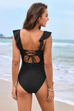 Ruffled Plunge One-Piece Swimwear - Trendsi - Flyclothing LLC