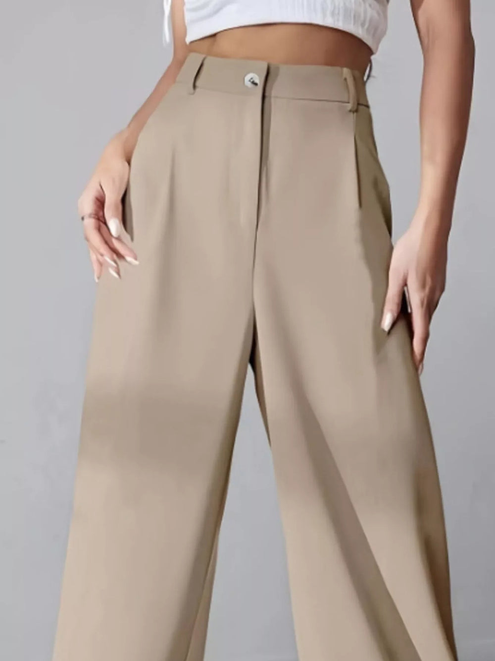 Wide Leg Pleated Pants - Trendsi - Flyclothing LLC