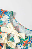 Floral Print Bow Applique Slit Sleeveless Peplum Blouse - Trendsi - Flyclothing LLC