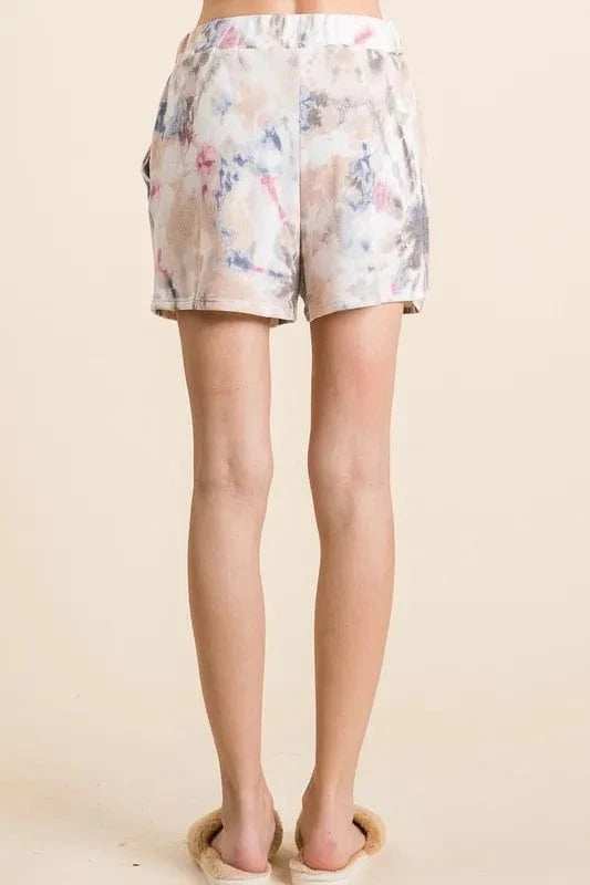 BiBi Tie Dye Terry Shorts with Drawstring - Trendsi - Flyclothing LLC