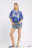 Umgee Folk Art Palm Print Puff Sleeve Blouse - Trendsi - Flyclothing LLC