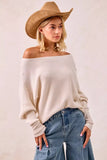BiBi Waffle Knit Off Shoulder Top - Trendsi - Flyclothing LLC