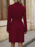 Double-Breasted Lapel Collar Long Sleeve Dress - Trendsi - Flyclothing LLC