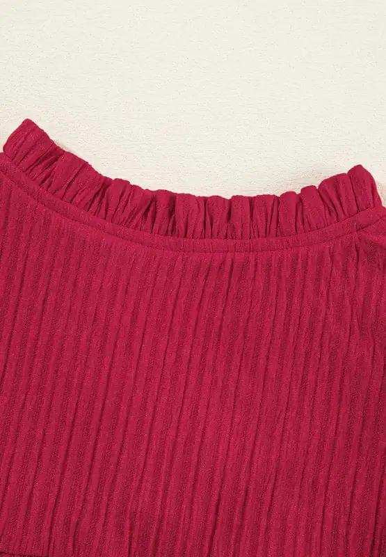 Frill Notched Long Sleeve Dress - Trendsi - Flyclothing LLC