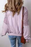 Openwork Round Neck Long Sleeve Sweatshirt - Trendsi - Flyclothing LLC