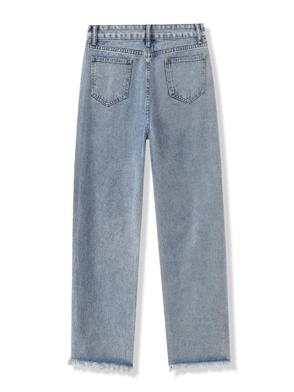 Distressed Raw Hem Jeans - Trendsi - Flyclothing LLC