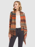 Angel Wings Tassel Striped Open Front Long Sleeve Cardigan - Trendsi - Flyclothing LLC