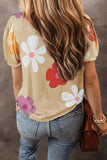Flower Round Neck Short Sleeve Blouse - Trendsi - Flyclothing LLC