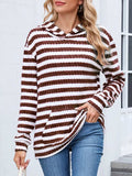 Striped Dropped Shoulder Hoodie - Trendsi - Flyclothing LLC