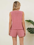 Plaid V-Neck Sleeveless Top and Shorts Set - Trendsi - Flyclothing LLC