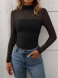 Mock Neck Long Sleeve Top - Trendsi - Flyclothing LLC