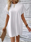 Pocketed Round Neck Short Sleeve Dress - Trendsi - Flyclothing LLC