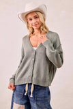 BiBi Washed Sweater V Neck Cardigan - Trendsi - Flyclothing LLC