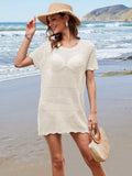 Openwork Round Neck Short Sleeve Cover-UP - Trendsi - Flyclothing LLC