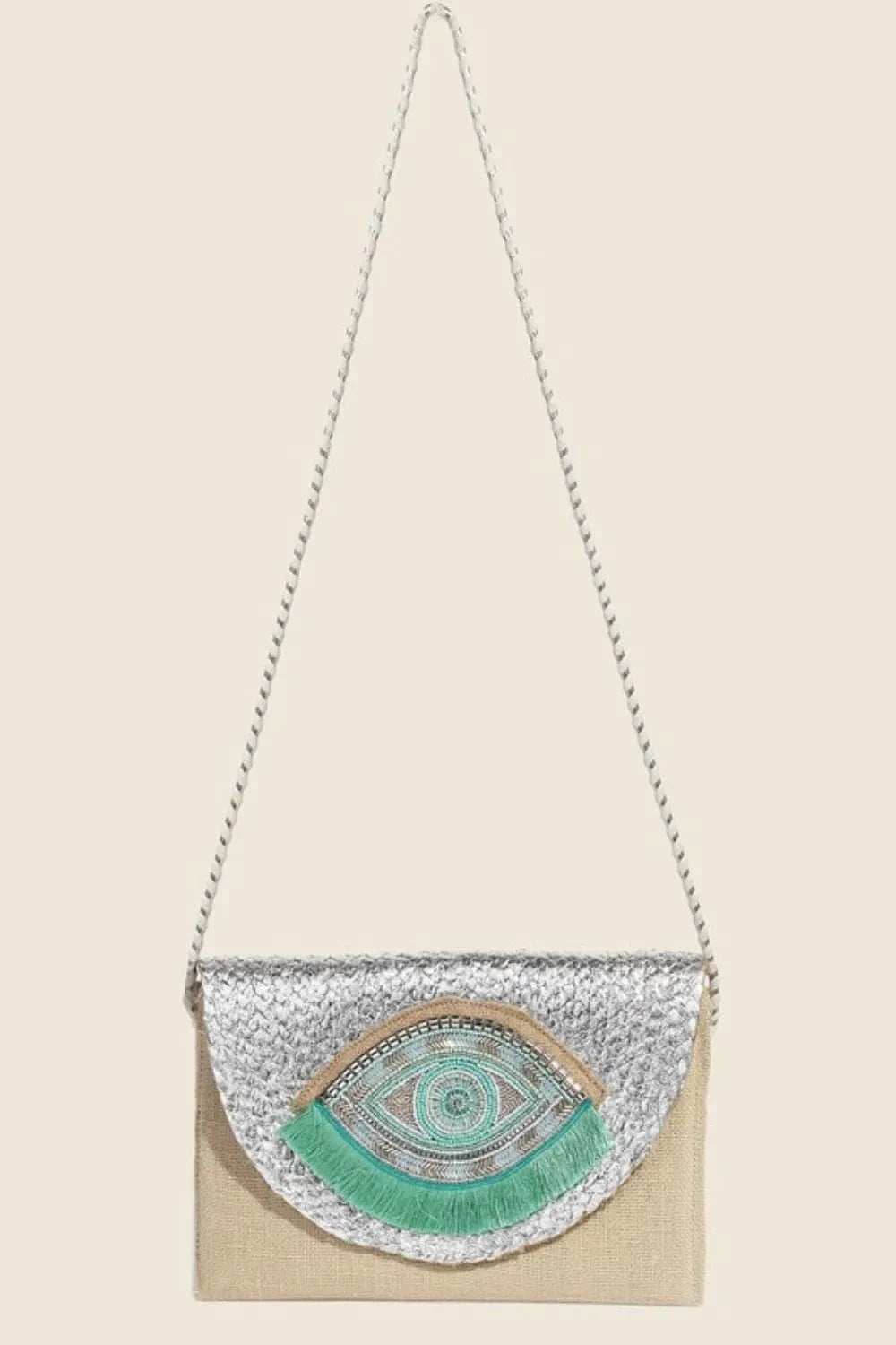 Fame Boho Beaded Eye Pattern Envelope Bag - Trendsi - Flyclothing LLC