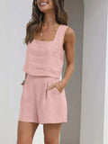 Square Neck Tank and Shorts Set - Trendsi - Flyclothing LLC