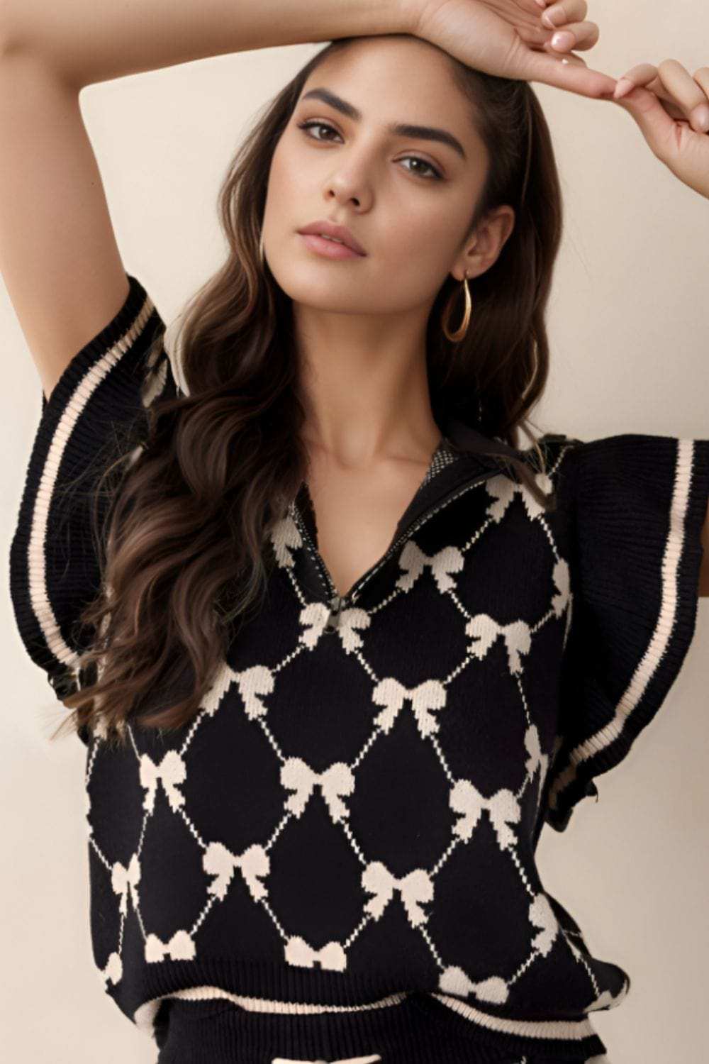 Bow Half Zip Sweater Vest - Trendsi - Flyclothing LLC