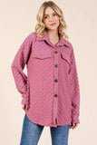 BOMBOM Checkered Button Down Dropped Shoulder Shacket - Trendsi - Flyclothing LLC