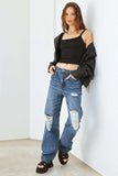 HAMMER COLLECTION Distressed High Waist Jeans - Trendsi - Flyclothing LLC