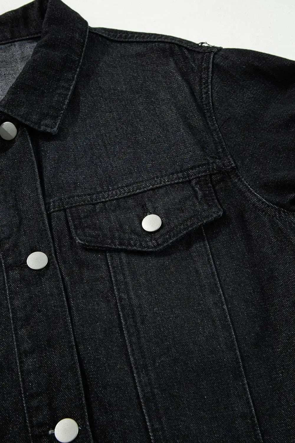Raw Hem Button Up Denim Top - Trendsi - Flyclothing LLC