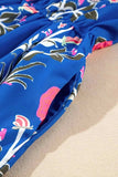 Floral Puff Short Sleeve Notched High Waist Dress - Trendsi - Flyclothing LLC
