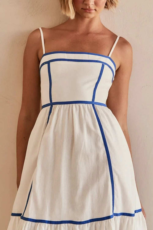 Contrast Trim Square Neck Midi Cami Dress - Trendsi - Flyclothing LLC