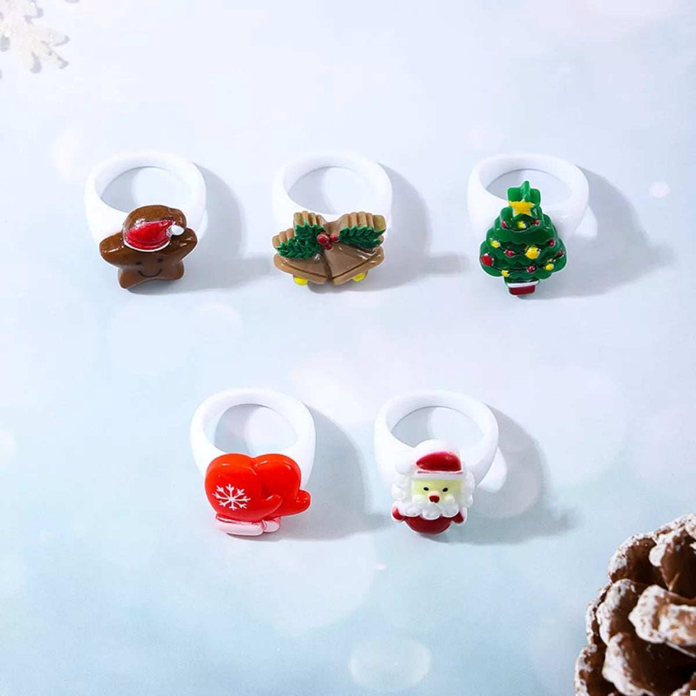 5 Piece Christmas-Themed Rings - Trendsi - Flyclothing LLC