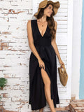 Full Size Slit V-Neck Sleeveless Midi Dress - Trendsi - Flyclothing LLC