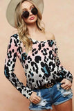 BiBi Gradation Leopard Print Soft Knit Deep U Neck Top - Trendsi - Flyclothing LLC