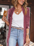 Open Front Long Sleeve Longline Cardigan - Trendsi - Flyclothing LLC