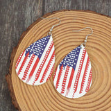 PU Leather US Flag Teardrop Shape Earrings - Trendsi - Flyclothing LLC