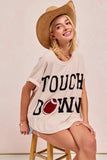 BiBi Game Day Touchdown Letter Patches Waffle Short Top - Trendsi - Flyclothing LLC