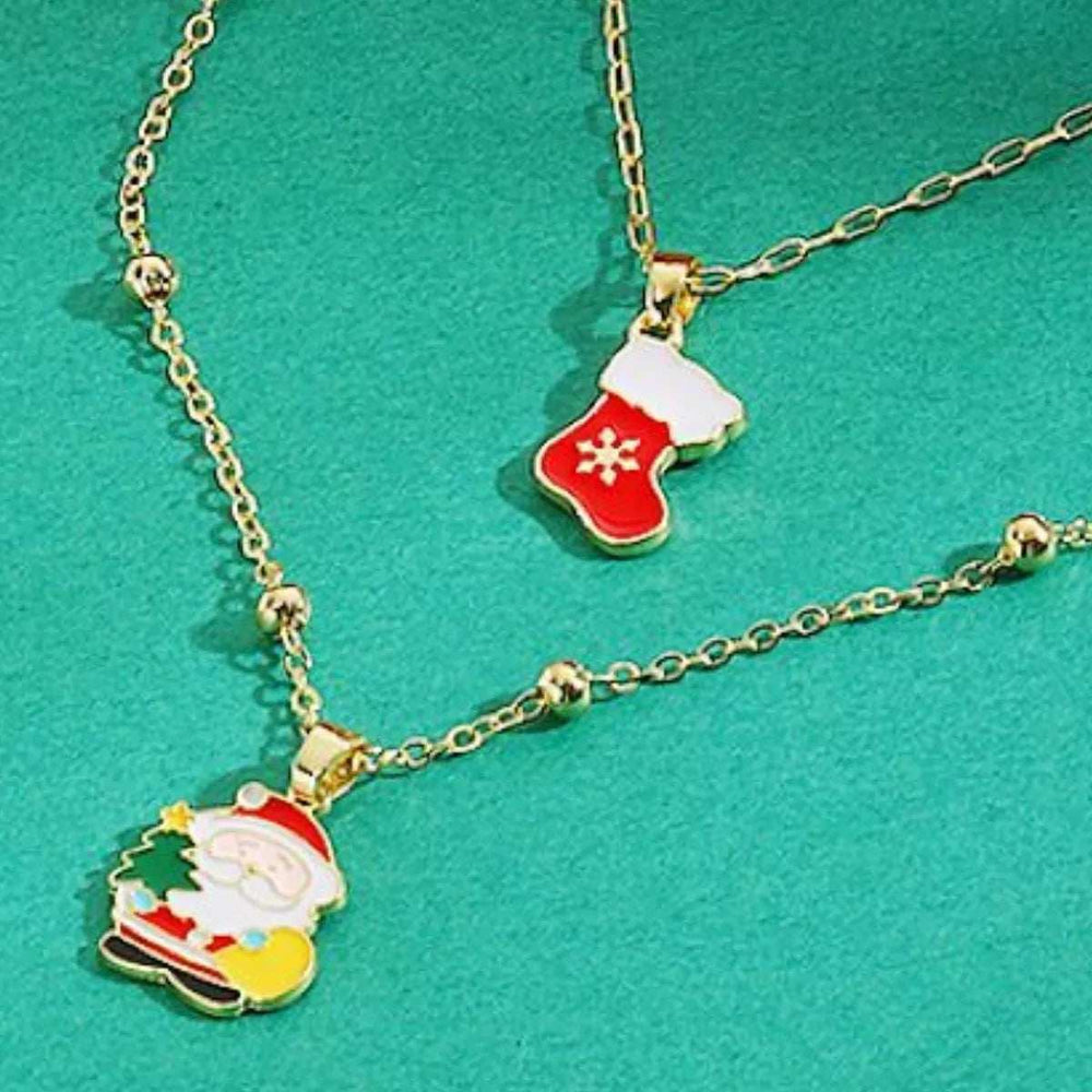 Colorful Christmas Charm Layered Necklace - Trendsi - Flyclothing LLC