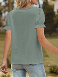 Lace Trim V-Neck Puff Sleeve Blouse - Trendsi - Flyclothing LLC