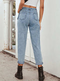 High Waist Straight Leg Jeans - Trendsi - Flyclothing LLC