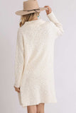 Umgee Full Size High Low Long Sleeve Boucle Sweater Dress Plus Size - Trendsi - Flyclothing LLC
