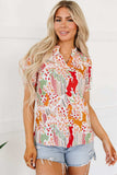 Printed Notched Short Sleeve Blouse - Trendsi - Flyclothing LLC