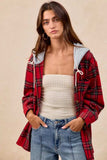 BiBi Brushed Plaid Hooded Jacket - Trendsi - Flyclothing LLC
