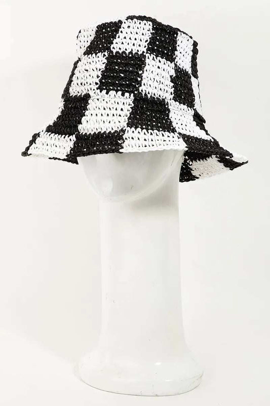 Fame Checkered Pattern Knit Bucket Hat - Trendsi - Flyclothing LLC
