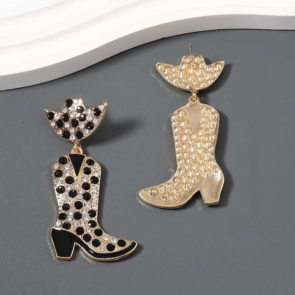 Rhinestone Cowboy Boot Dangle Earrings - Trendsi - Flyclothing LLC